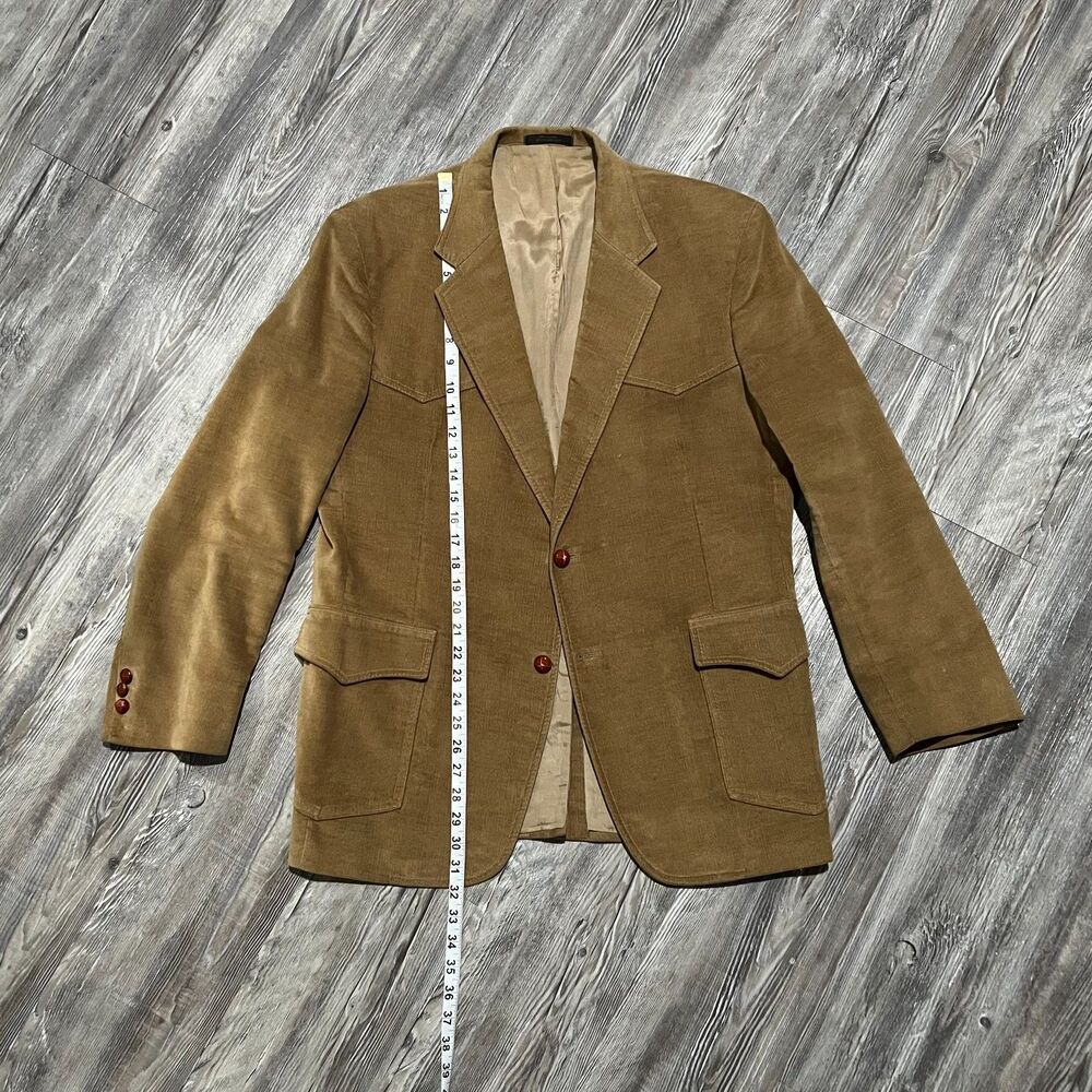 Vintage 70s Levis BIG E Western Velveteen Plush Blazer 44R - Picture 8 of 16